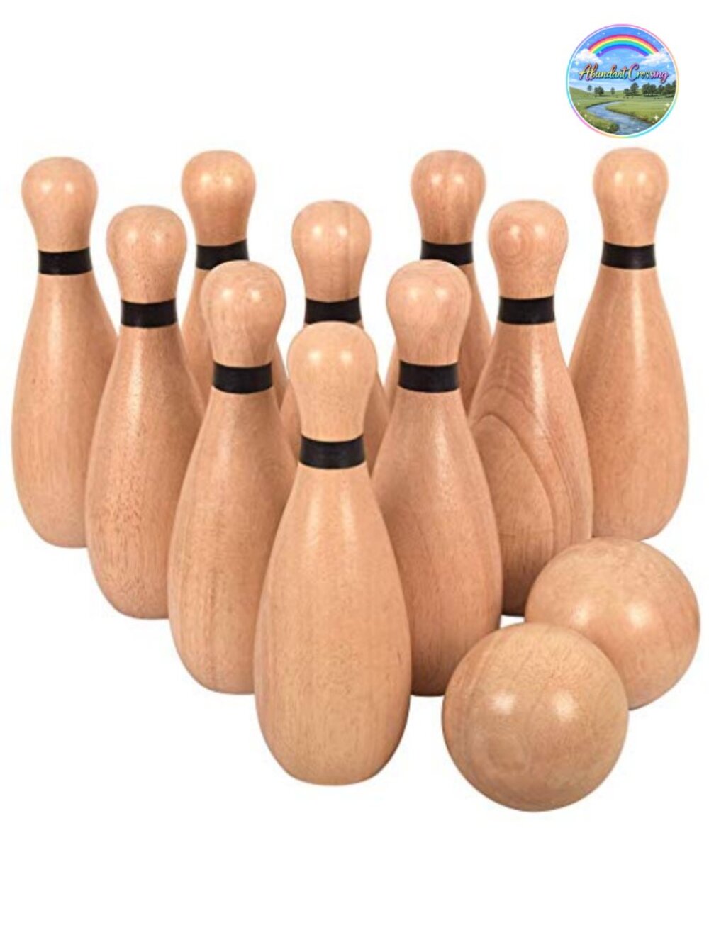 Wooden Lawn Bowling Set for Family Yard Game with 10 Pins 2 Balls